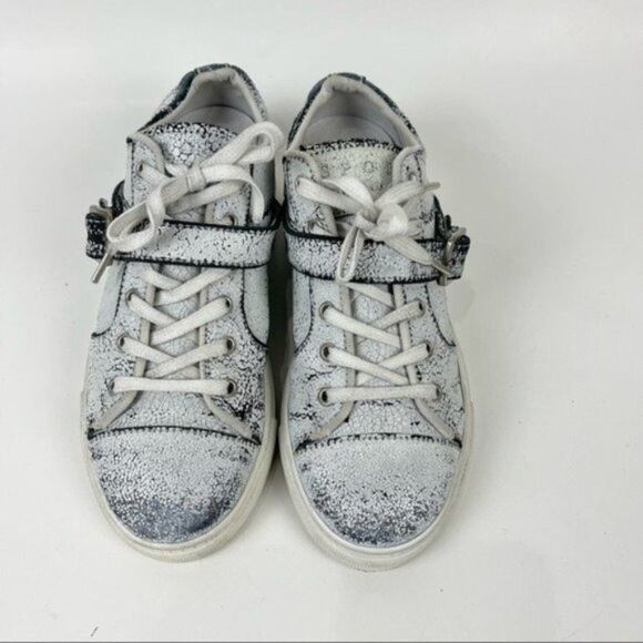 The Kooples Sport Distressed Cracked Leather Low Top Trainer Sneakers Sz 37 - Picture 3 of 10